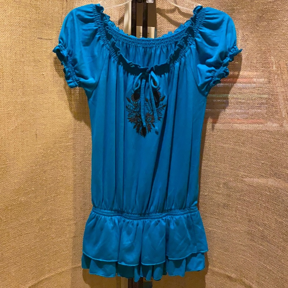 Xhilaration Teal Ruffled Tunic